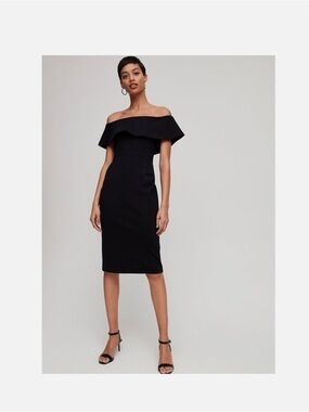 Babaton Ruslan -  Off-the-Shoulder Ruffle Midi Dress